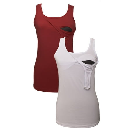 

100% Premium Cotton - Women Nursing Maternity Tank Top 2 Piece Set