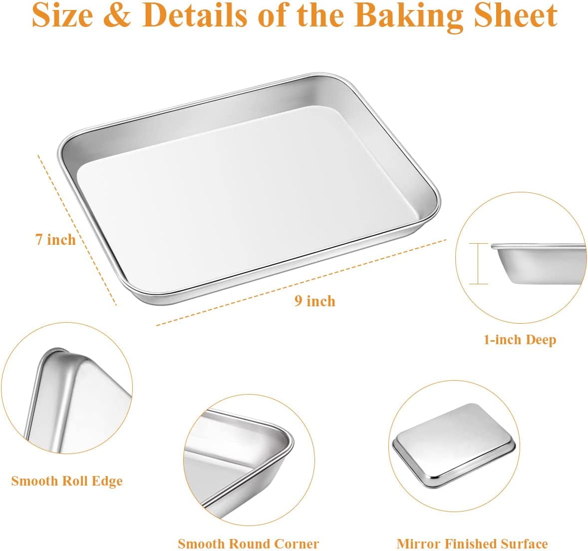 Baking Tray Set of 2, Yayun Stainless Steel Oven Tray– Large