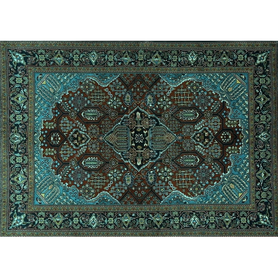 Ahgly Company Indoor Rectangle Persian Light Blue Traditional Area Rugs, 7' x 10'