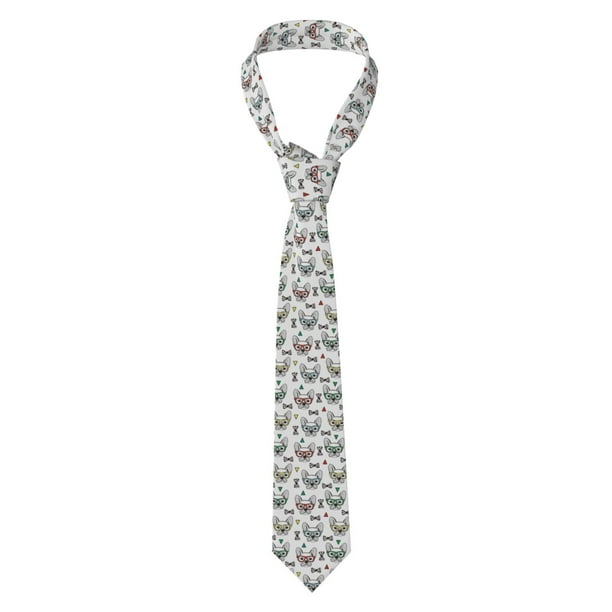 Fotbe Cute French Bulldog Corbata Clásica para Hombre con Estampado – Corbata de Seda Jacquard Tejida, para Negocios, Bodas y Eventos Formales
