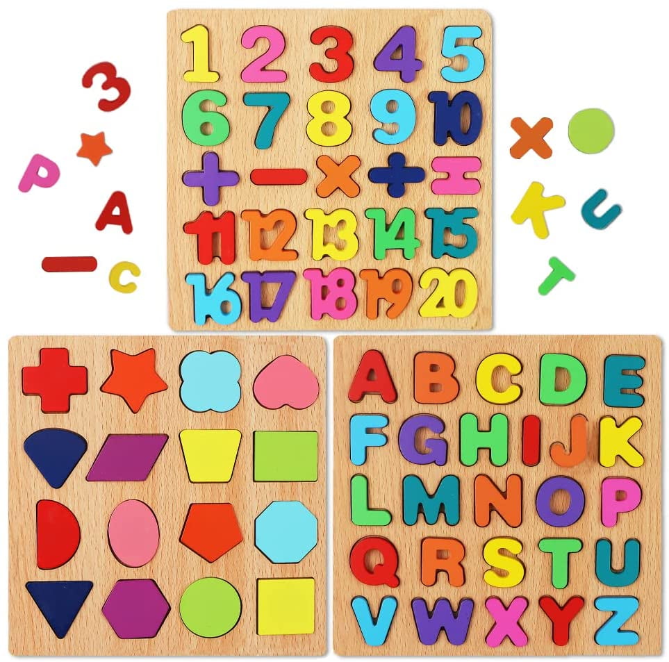 Numbers Shape Alphabet Puzzle ABC Puzzle Board for Kid Preschool Educational Toy 