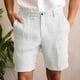 thumbnail image 1 of pstuiky Pantalones cortos para hombre, Pantalones cortos casuales de lino con bolsillos y botones con cremallera para hombre, de color liso Pantalones cortos de entrenamiento, 1 of 6