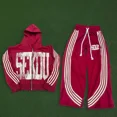 thumbnail image 5 of Sudadera con capucha de gran tamaño con estampado de rayas y letras de marca de moda callejera estadounidense para mujer, sudadera con cremallera estilo Y2k Harajuku retro gótica hip-hop rock, 5 of 5