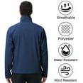 thumbnail image 4 of Satankud Men's Softshell Jacket Fleece Lined Waterproof Stand Collar Soft Lightweight Shell Rain Jacket Windbreaker Outdoor Hiking Clear Blue M, 4 of 9