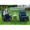 thumbnail image 2 of Kullavik 3 Piece Patio Outdoor Aluminum Metal Swivel Rocking Chair with Coffee Table and 5.1 Inch Cushion Outdoor Metal Swivel Rocking Chair Furniture Conversation Set for Porch Garden - Navy, 2 of 8