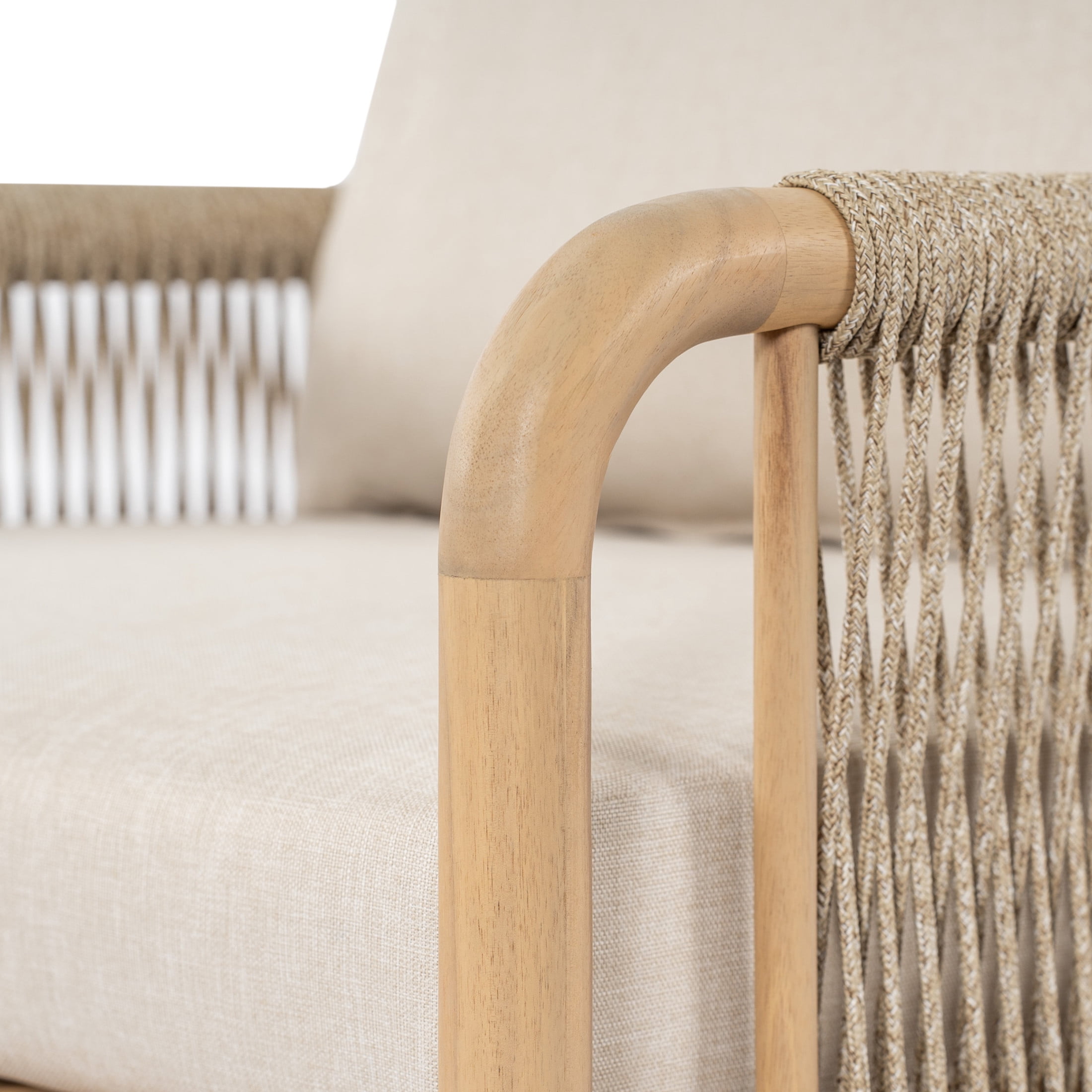 Christopher Knight Home Casper Outdoor Club Chair Acacia Wood and Woven Rope