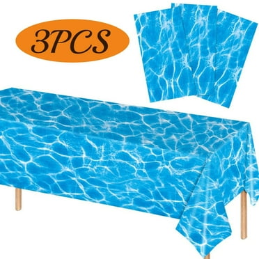Pool Party Decoration Beach Mermaid Table Cloths for Parties Blue Ocean Waves Disposable Tablecloth 54*108inch - 3PCS