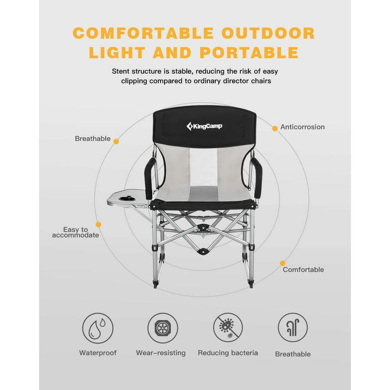 Kingcamp heavy duty compact camping folding mesh chair with side table and handle new arrivals