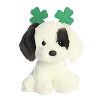 Aurora - Small White Whimsical Stuffed Animal - 0" Clover Dog - St. Patrick's Day