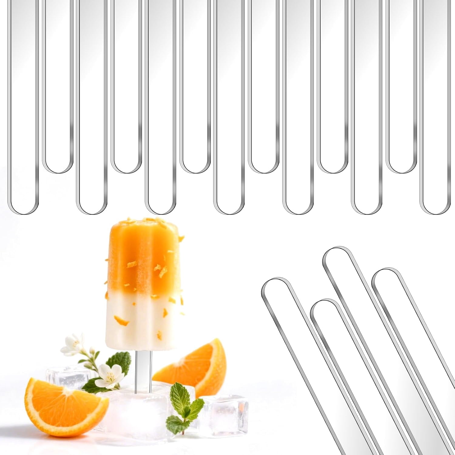 ABPETE Reusable Acrylic Popsicle Sticks,Clear Ice Cream Sticks for DIY Cake Pops, Candy, Desserts,Food-Safe & Durable(100Pcs,4.5 Inch )