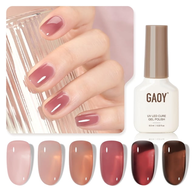 Set de esmaltes de uñas GAOY Rose Garden Jelly Gel, 6 colores, 6,5 ml