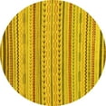 thumbnail image 1 of Ahgly Company Machine Washable Indoor Round Abstract Yellow Modern Area Rugs, 5' Round, 1 of 4