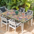 thumbnail image 2 of Green Boho Flower Table Cloths for 3 Foot Rectangle Tables, Spring Watercolor Country Floral Plant Patio Waterproof Elastic Fitted Tablecloths, Washable Rectangular Table Cover for Camping, 2 of 8