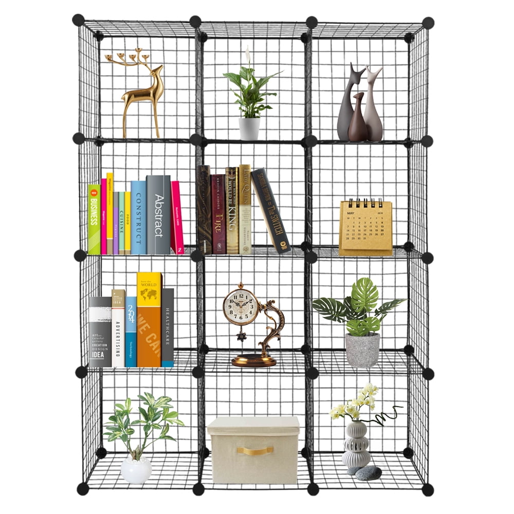 Lowestbest 12 Cube Metal Grid Storage, Storage Bin Shelves, Modular Bookshelves, Wall Cabinets Are Very Suitable for Living Room/Ofice, Black Lowestbest 12 Cube Metal Grid Storage, Storage Bin Shelves, Modular Bookshelves, Wall Cabinets Are Very Suitable for Living Room/Ofice, Black
