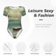 thumbnail image 4 of Balery Serene Coastal Blue Sky Body de cuello redondo de manga corta para mujer Tops de manga corta Tops básicos-X-Large, 4 of 7