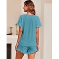 thumbnail image 4 of Ekouaer Women's Pajama Set Ruffle Sleeves Top and Short Soft 2 Piece Loungewear Set, 4 of 5
