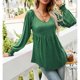 thumbnail image 3 of Casual Puff manga larga túnica Top cuello en V plisado blusa acampanada camisetas para otoño invierno niñas mujeres verde oscuro L, 3 of 6