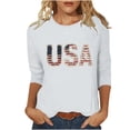 thumbnail image 2 of Vetsdori Women's Plus Size 3/4 Sleeve T Shirts Summer Red White and Blue Pullover July Fourth Graphic,Casual American Flag Independence Day Tops for Ladies Crew Neck, 2 of 5
