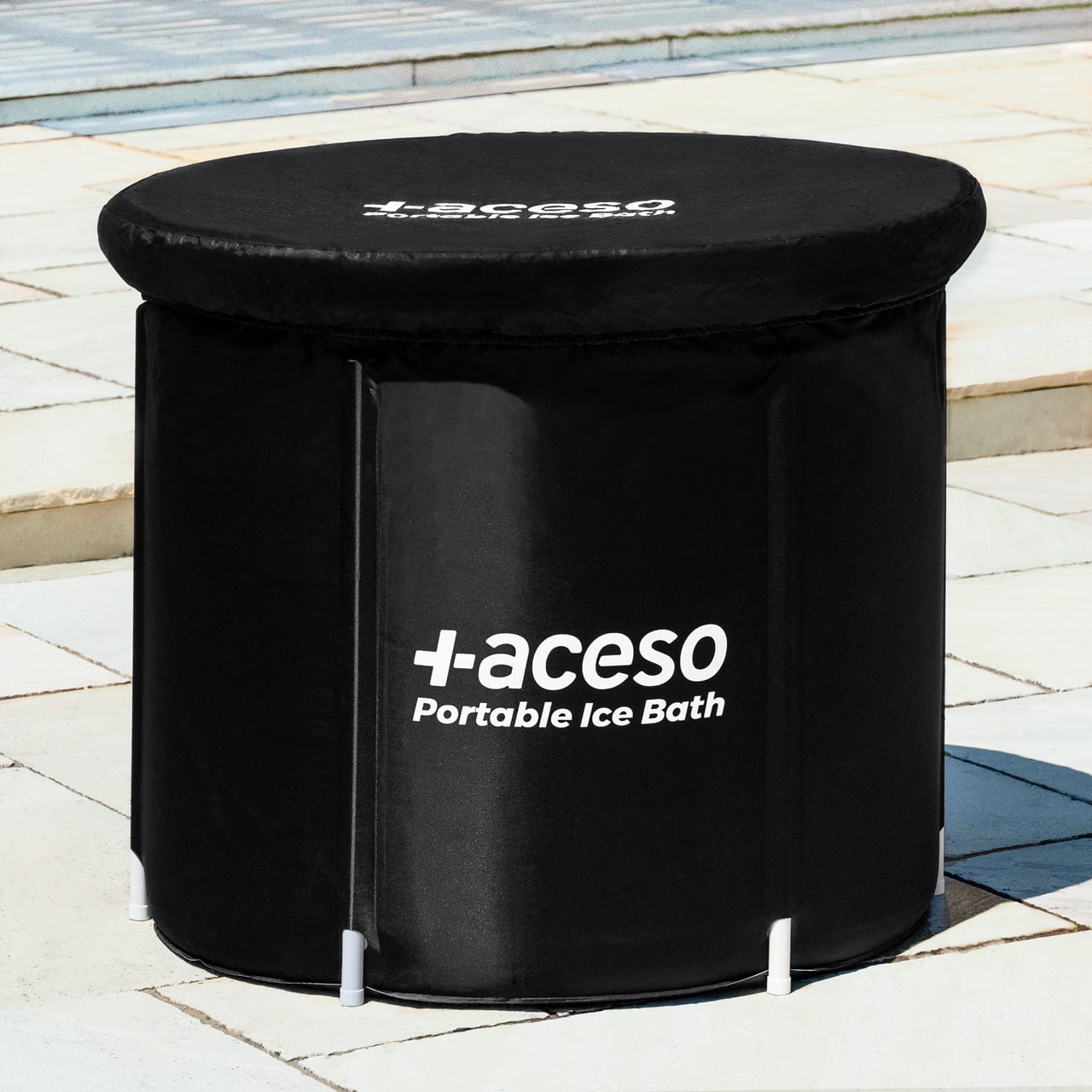 ACESO Portable Ice Bath | Cold Water Therapy Recovery Tub for Athletes | 100 Gallon Capacity Cold Plunge Tub with Inflatable Thermal Lid and All-Weather Cover