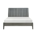 thumbnail image 2 of Modern Queen Platform Bed Frame | Velvet Upholstered Channel Tufted Headboard | Solid Wood Legs | Gray | Bed in a Box | No Box Spring Needed | Bedroom Furniture 63"x91"x48"H, 2 of 6