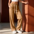 thumbnail image 2 of choiix Drawstring Wide Leg Sweatpants for Womens Loose Fit Casual Joggers Comfortable Sporty Trousers Versatile Lounge Bottoms Camel M, 2 of 5