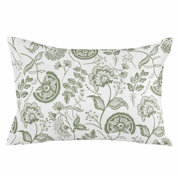 Boho Sage Green Floral Throw Pillow Cover 20 x 36 Inch Decorative Pillow Cover Vintage Farmhouse Paisley Plant Lumbar Pillowcase Seasonal Rectangle Cushion Case for Couch Sofa Bed Living Room