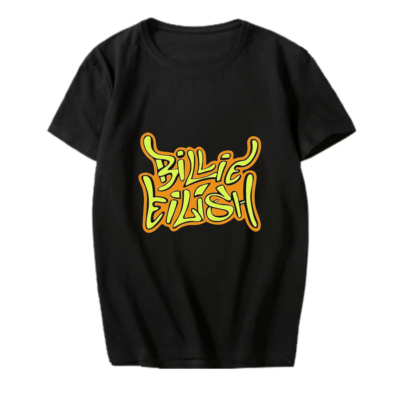 Billie Eilish T shirt Chemise Imprimee Hommes et Femmes Decontracte Pull Ample a Manches Courtes Noir Walmart