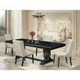 thumbnail image 3 of Luxe by East West Furniture 5 piece kitchen set a dinner table and 4 Linen Fabric dining chairs & black legs, 3 of 6