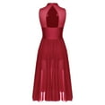 thumbnail image 4 of Alvivi Women's Shiny Rhinestone Sleeveless Lyrical Dance Maxi Dress Performance Costume Burgundy M, 4 of 6
