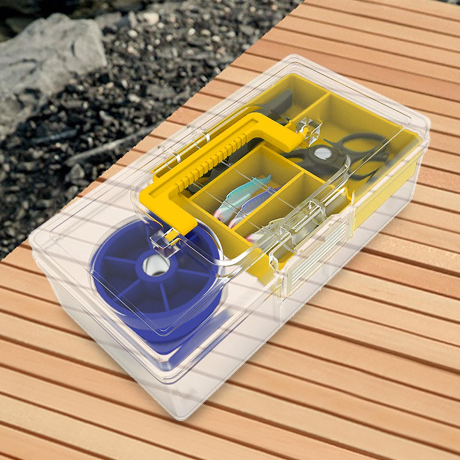 Wswqop Fishing Tackle Box 2 Layer with Handle Fishing Accessories Fly Fishing Hard Case yellow