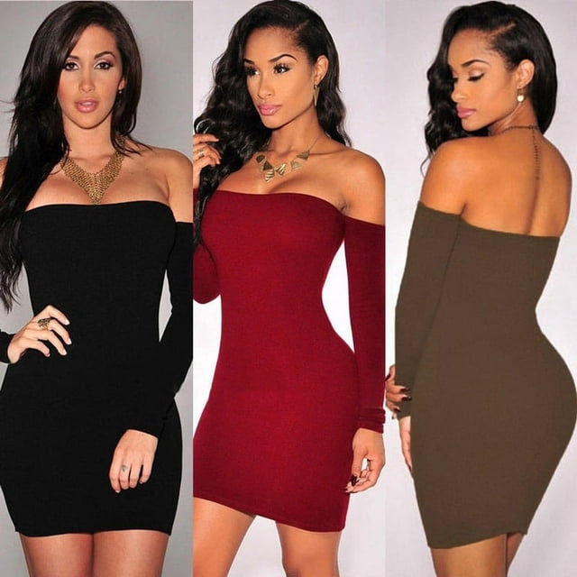 Robe Moulante Bandage à Épaules Dénudées pour Femme, Robe de Soirée Courte Mini, US