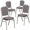 thumbnail image 2 of Emma + Oliver 4 Pack Crown Back Stacking Banquet Chair in Herringbone Fabric - Silver Frame, 2 of 12