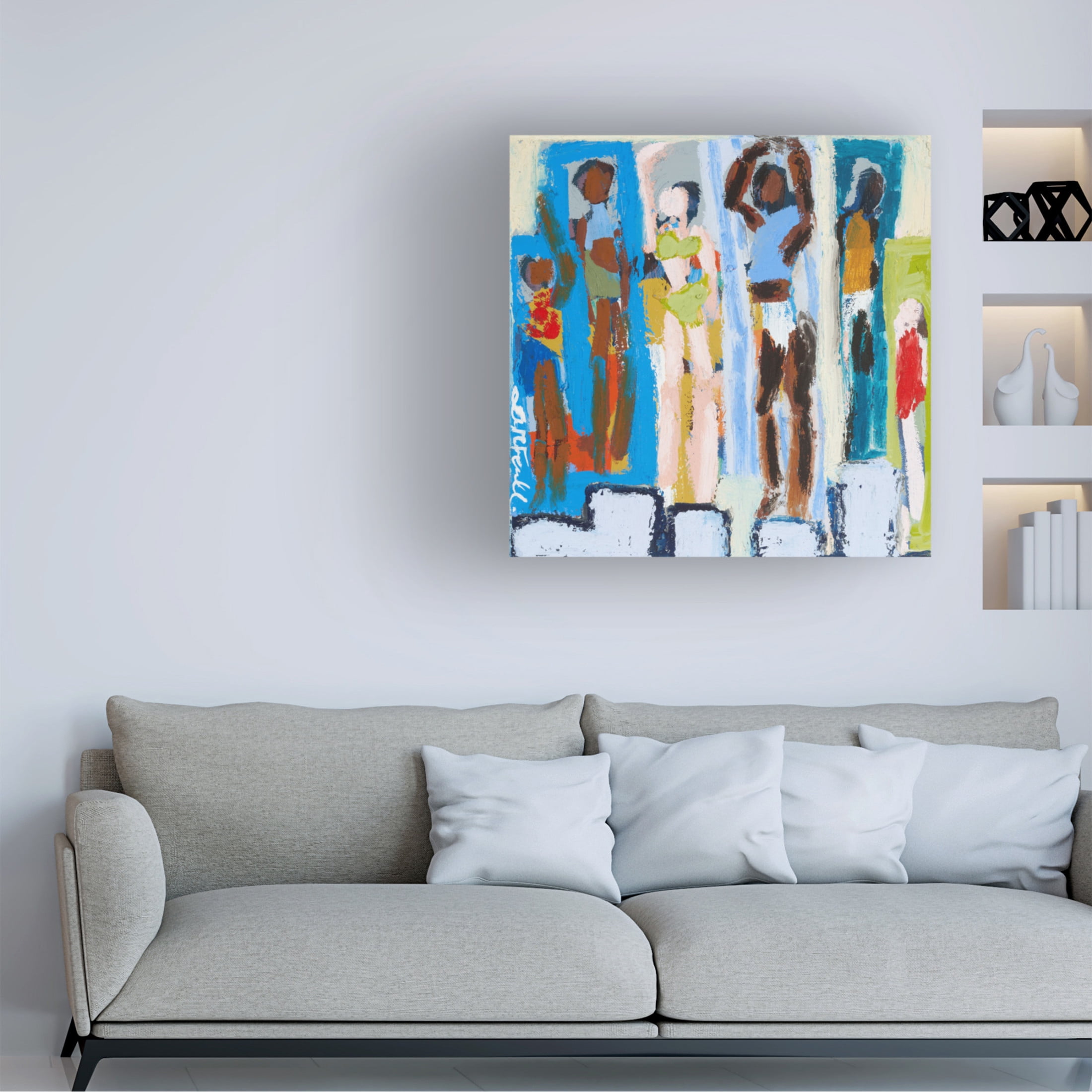 Canvas Wall Art - Erin McGee Ferrell 'Beach Sunbathers VI' Wall Art for Living Room, Bedroom, or Office Décor by Trademark Fine Art - 14 x 14 Inches