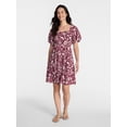 thumbnail image 3 of Time and Tru Women's Mini Dress with Puff Sleeves, Sizes XS-XXXL, 3 of 6