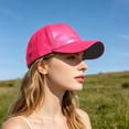thumbnail image 6 of Ltpwer Leather Baseball Cap for Men Women,Solid Color Adjustable Dad Hat,Smooth Faux Leather Fabric,Multi-Color,Ideal for Street Fashion,Casual Wear,Travel & All-Season Use Hot Pink One size, 6 of 8