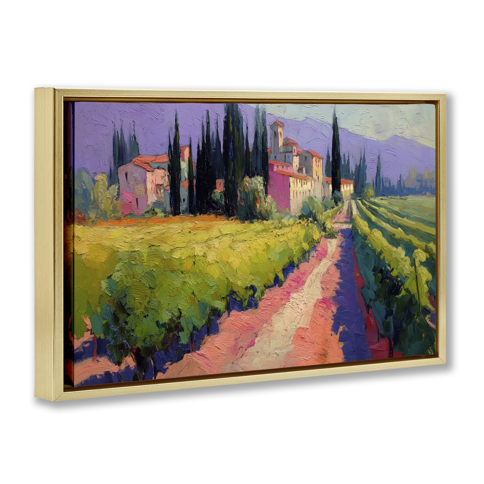 Purple Mountains Village Gold Framed Floater Canvas Wall Art, design by Annabelle Hall