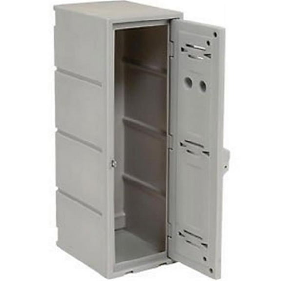 12 x 15 x 36 in. Box Plastic Locker for Double Tier with Flat Top - Gray