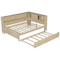 thumbnail image 5 of Harper & Bright Designs Full Size Daybed with Trundle and Storage Shelves, L-Shape Wood Corner Bed, Heavy Duty Bed Frame for Bedroom, Guest Room, Full Size Platform Bedframe, Ancient White, 5 of 10