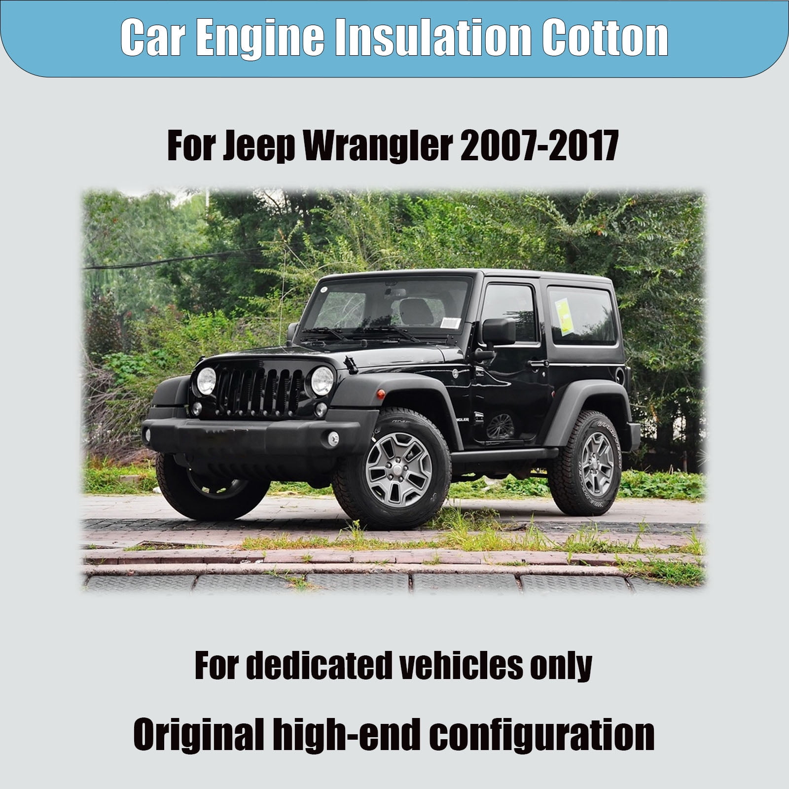 Car Engine Insulation Cotton, Front Engine Hood Sound Heat Insulation Cotton For Jeep Wrangler 2007-2017, Soundproof Car Accessories-07-17black