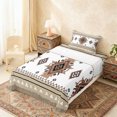 thumbnail image 2 of Erosebridal Bohemian Aztec Twin Sheet Sets, White Brown Aesthetic Bedding, 3 Pieces 1 Flat Sheet, 1 Fitted Sheet and 1 Pillowcase, 2 of 5