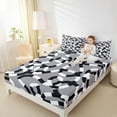 thumbnail image 4 of jejeloiu Geometric Waves Stripes Twin Sheet Sets,Geometric Lines Aesthetic Twin Fitted Sheet,Rgray White Black Flat Sheet For Girls Microfiber Bedroom Decor,3pcs, 4 of 7