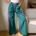 thumbnail image 5 of Lumtrix Women's Y2k Striped Side Baggy Pants Drawstring Elastic Waist Wide Leg Track Pants Streetwear Quick Dry Trousers Dark Green L, 5 of 6