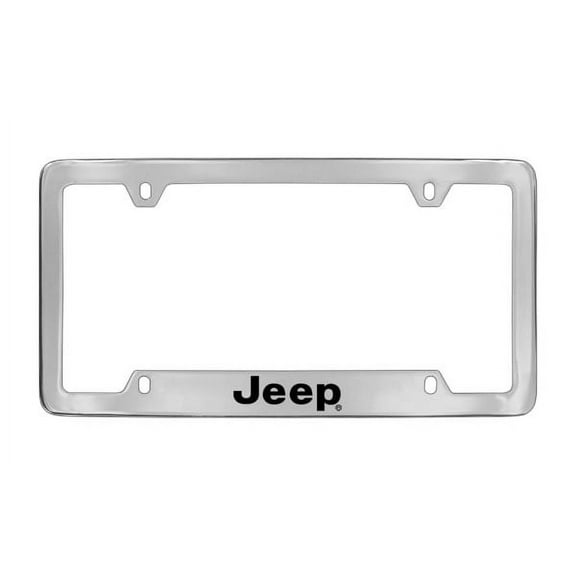 Jeep Wordmark Chrome Plated Metal Bottom Engraved License Plate Frame Holder