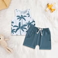 thumbnail image 2 of mgoYE Toddler Boy Clothes 4t Toddler Baby Boy Clothes Summer Sleeveless Tank Top and Shorts Cute Infant Baby Boy Outfits Clothing Set|Blue 6-12 Months, 2 of 7
