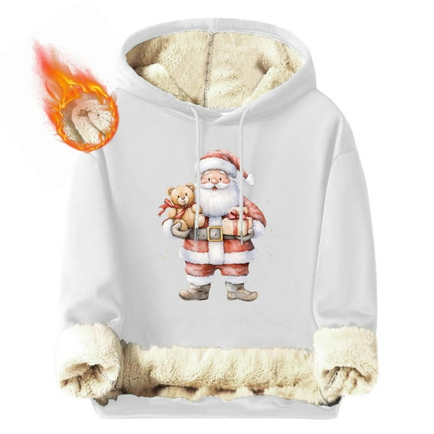 Sudadera con capucha para hombre, informal, a la moda, con estampado navideño, de manga larga y bolsillo, de poliéster