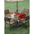 thumbnail image 3 of Outdoor Tablecloth with Umbrella Hole and Zipper, Red Christmas Snowman Square Table Cloth 54x54 Inch Waterproof Tablecloth, Xmas Snowflake Elk Tree Balls Picnic Table Cover for Patio Camping, 3 of 7
