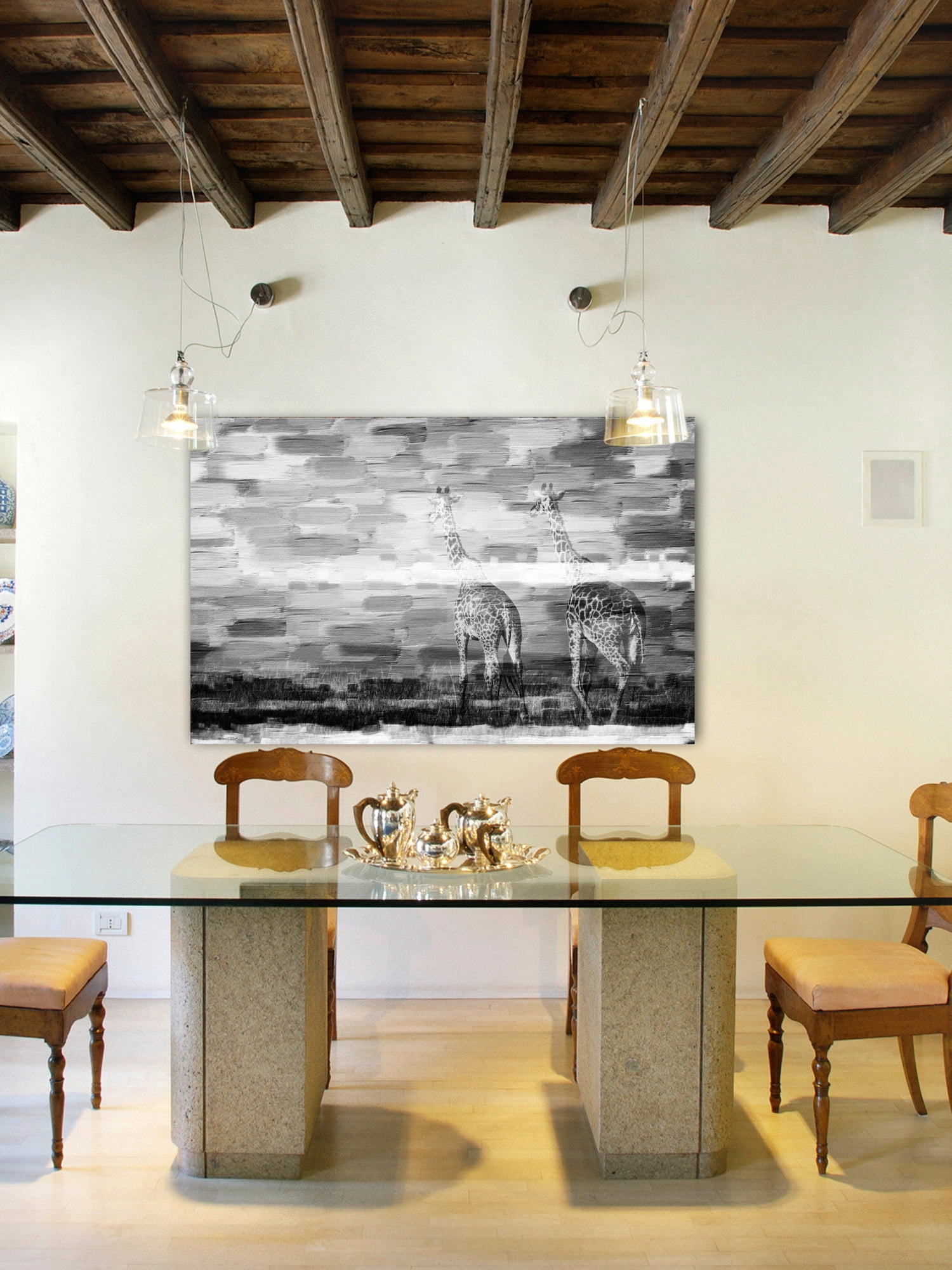 Parvez Taj "Giraffes" Print on Canvas