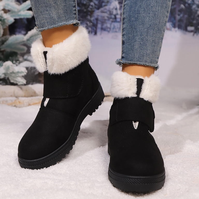Black Womens Comfortable Snow Boots With Plush Lining And  display picture 1