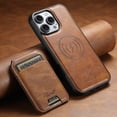thumbnail image 4 of Dteck 2 in 1 Detachable Magnetic Wallet Compatible with iPhone 16 Pro Max Case with Card Holder Faux Leather Men Women Kickstand Compatible with MagSafe Accessories, Brown, 4 of 8