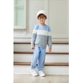 thumbnail image 4 of Arshiner Boys 2Pcs Color Block Sweatshirt & Casual Pants Fall Winter Outfits Set, 4 of 6